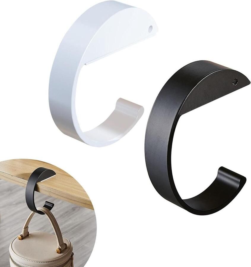 Allecto Plus 2 stuks Tas Hanger voor Tafels Letter vormige Ophanghaken Draagbare Handtas Haak Sterke Haak voor Portemonnees Sleutels Paraplu's en Koptelefoons