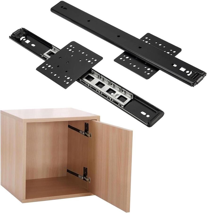 Allecto plus 2 stuks uittrekbare rails 30-70 cm kogelgeleiding zijmontage pocket deurglijders schuifdeurbeslag voor kast kledingkast (35 cm)