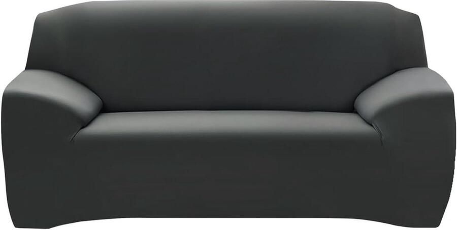 Allecto Plus 2-zits bankhoes met armleuningen voor bank elastisch krasbestendig antislip zacht donkergrijs