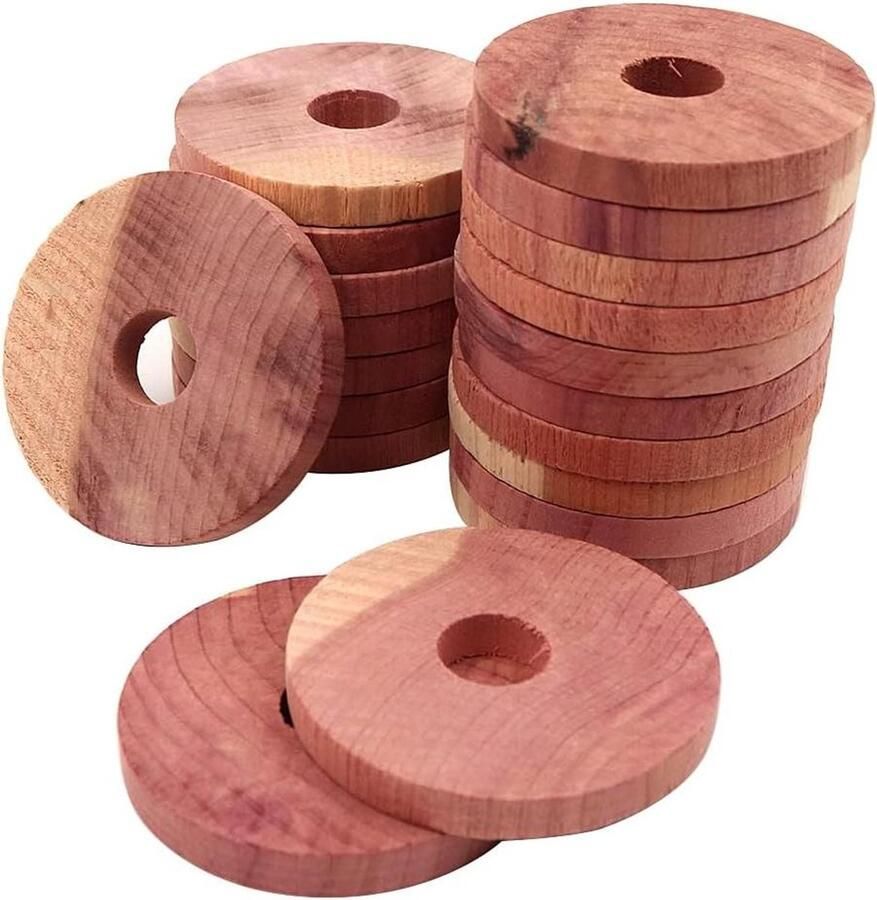 Allecto plus 20 stuks Cederhouten Mottenwerende Middelen voor Kledingkasten en Laden Natuurlijke Mottenbescherming met Cederringen en Verfrissingsringen