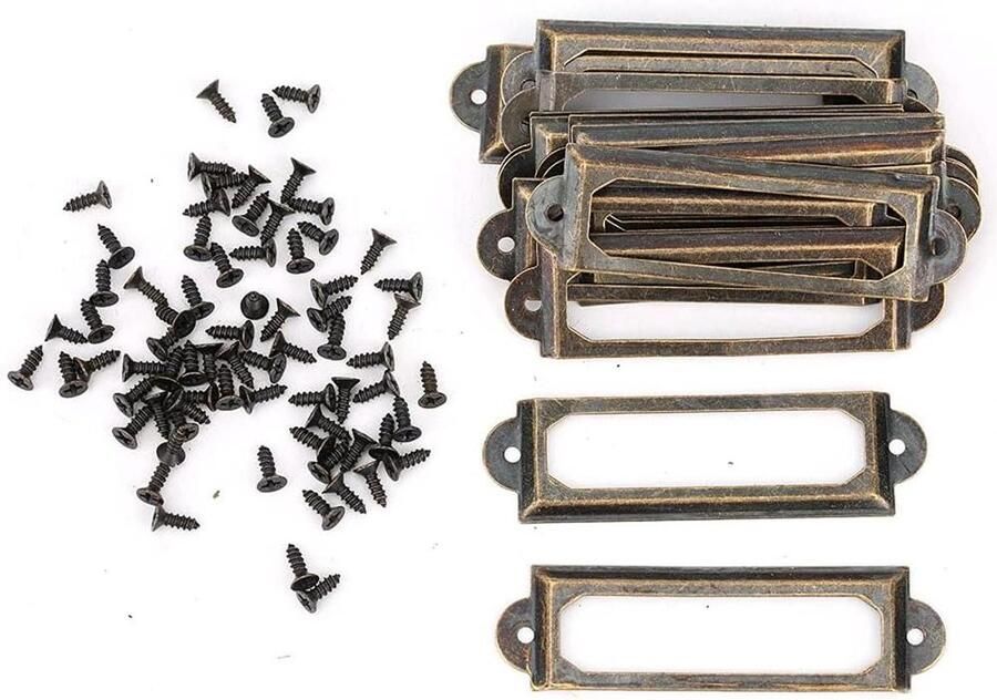 Allecto plus 20 stuks Kantoorbibliotheek Bestand Lade Tag Labelhouder Groen Brons. Houdt Antieke Stijl en Naamkaart Labels Georganiseerd