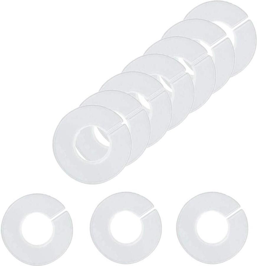 Allecto plus 20 Stuks Kledingrek Maatverdelers Wit Ronde Hangers Kast Organisatoren 3.5 Inch