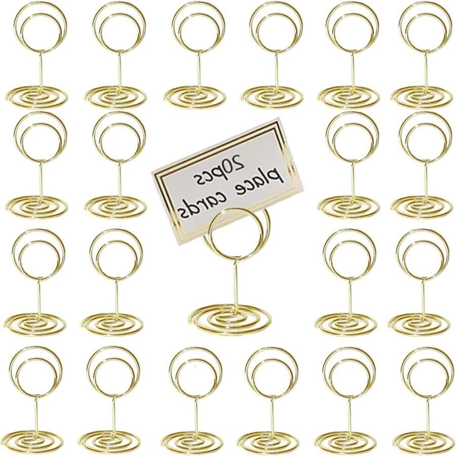 Allecto Plus 20 stuks Metalen Tafel Nummer Houders Draad Foto Stands voor Plaats Kaarten Bruiloft Feest Afstuderen Restaurant Home