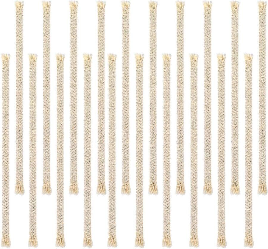Allecto Plus 20 stuks Olie Lamp Vervangingslont 16cm x Diameter 6mm Katoenen Lont voor Petroleum Lampen en Zelfgemaakte Kaarsen