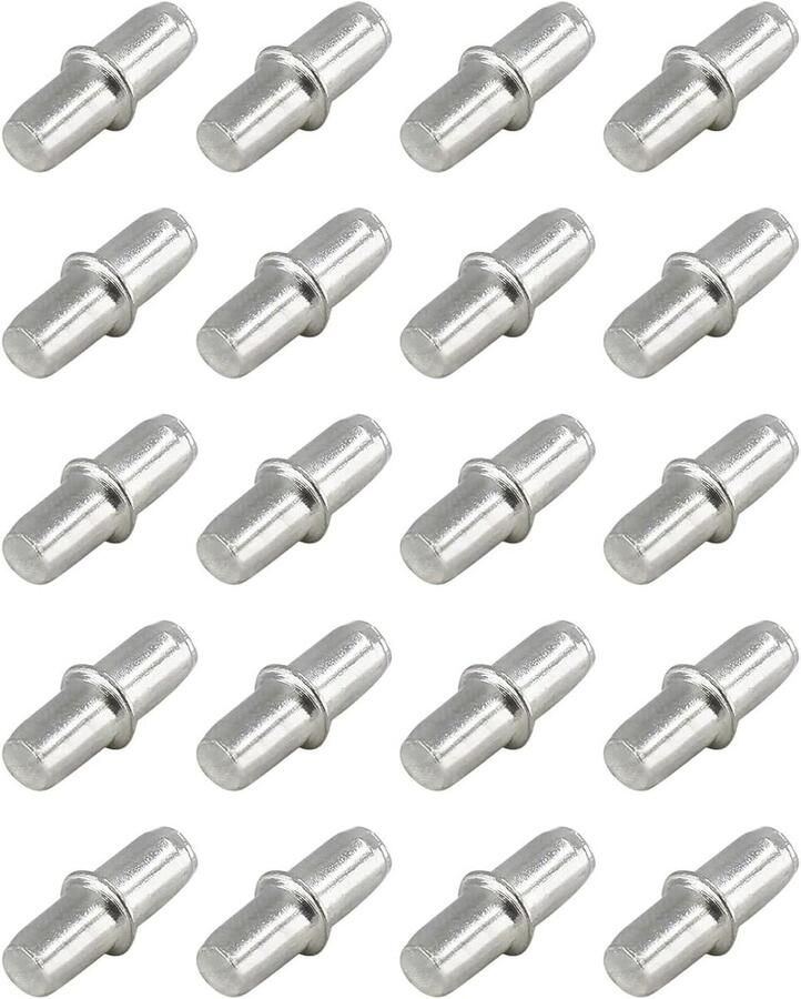 Allecto Plus 20 stuks plankhouder 6 x 20 mm van koolstofstaal roestvrij staal geschikt voor kasten vitrines houten planken