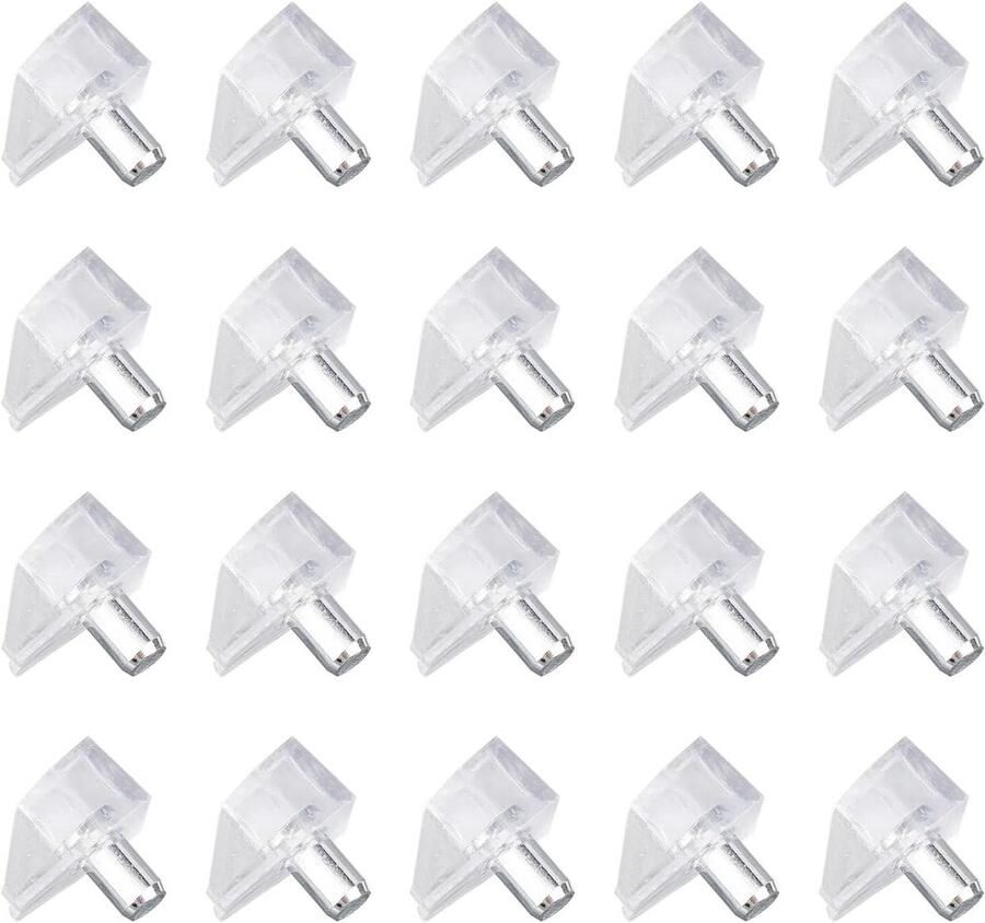 Allecto Plus 20 stuks transparante plankdragers voor keukenkasten en boekenkasten Handige vervangpinnen Organiseer uw opbergruimte met gemak