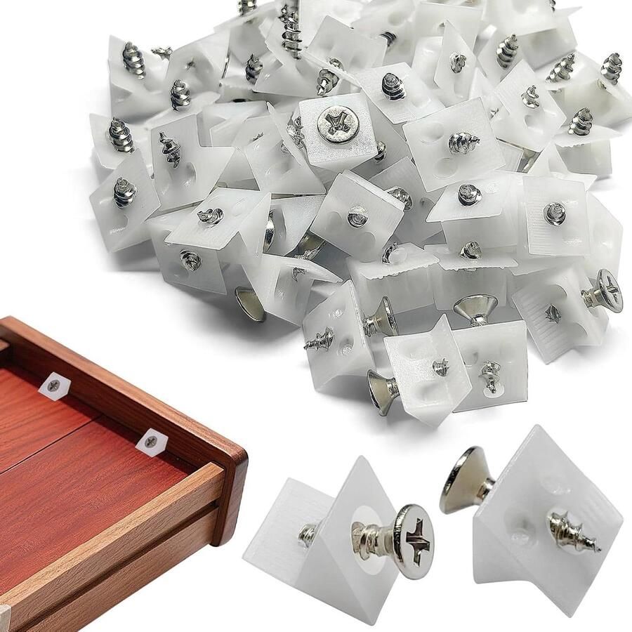 Allecto Plus 200 stuks Verbindingsstukken Plankenbeugels Wit Lade Wiggen Reserveonderdeel Insteekplankhouder voor Vloerhouders Kast achterwand voor Kast Garderobe Stand Stoel Bureau (45°)