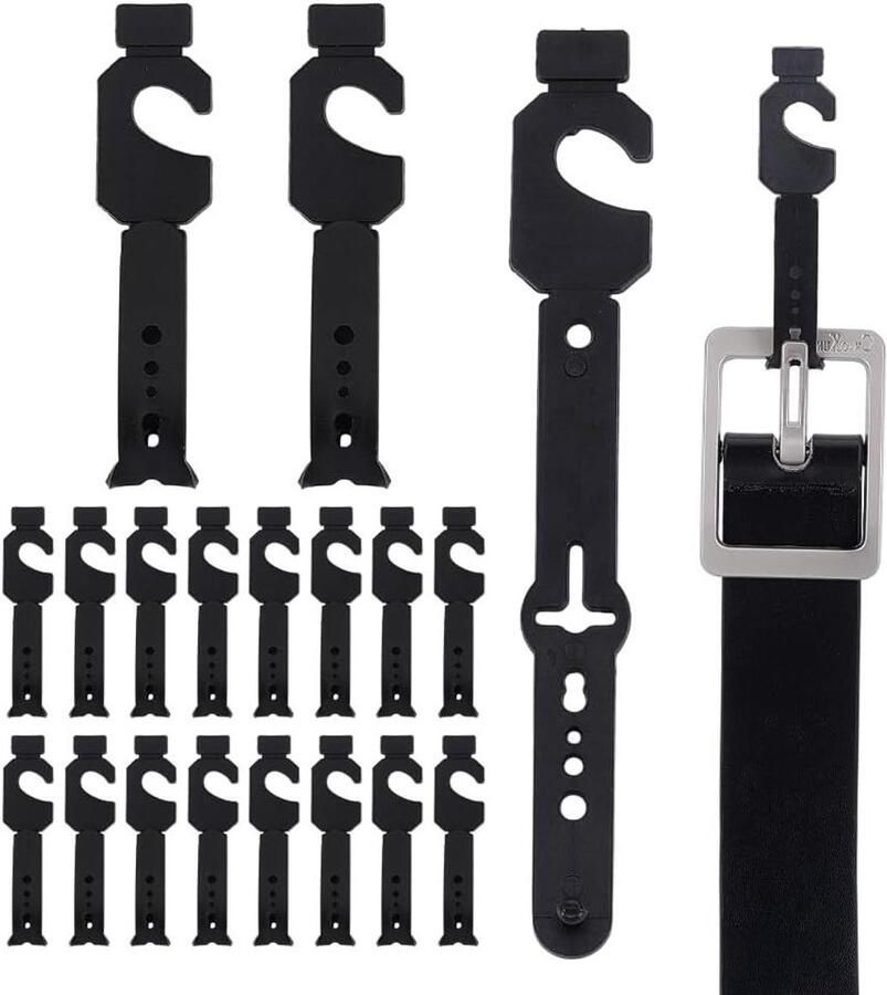 Allecto plus 200 zwarte kunststof riemhangers Verstelbare dassen en accessoire-organizer voor riemen tanktops stropdassen sjaals en hoeden Kastorganizer met haken Stijlvolle display