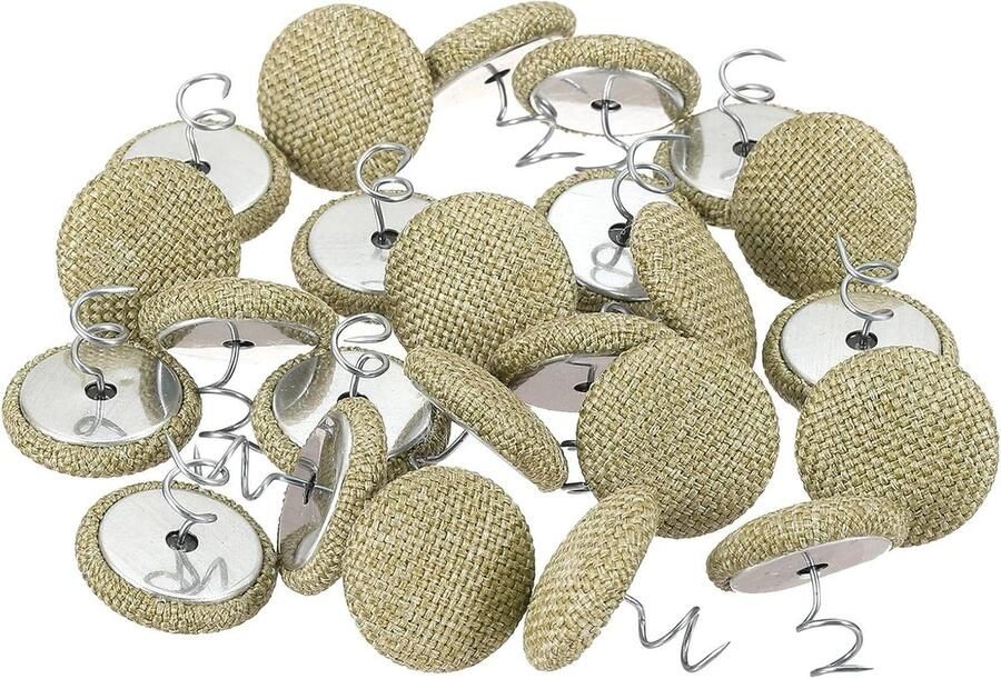 Allecto plus 24 stuks bekledingsstiften 20 mm Stoffen beklede knop-twist-pinnen voor meubels Lichtbruin