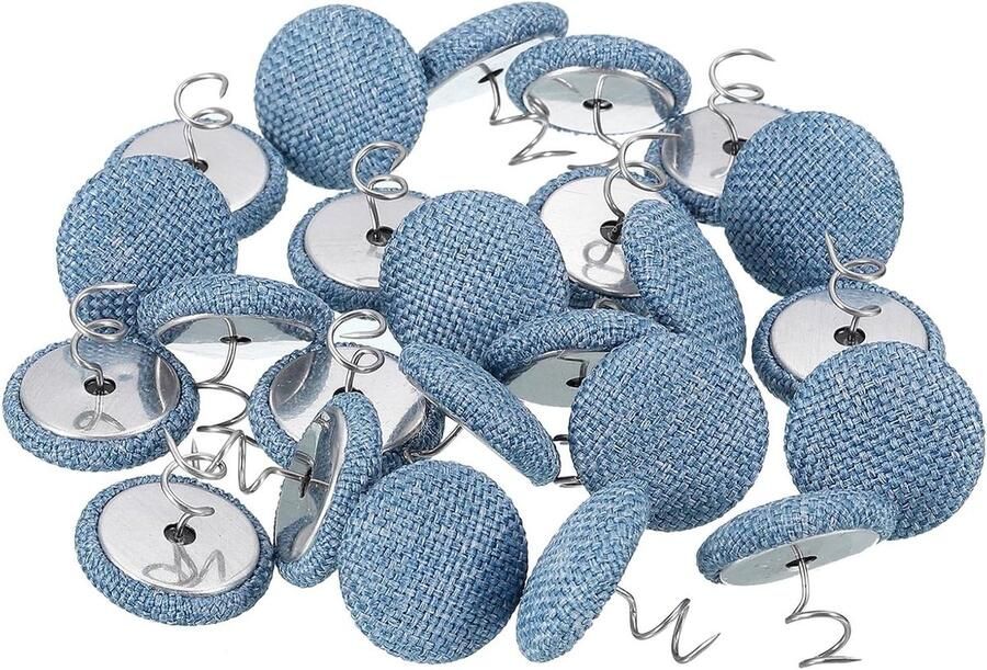 Allecto plus 24 stuks Bekledingsstiften Twist-Pin 20mm Grijs-Blauw Bekleed Knoppen voor Plaids Stoelen Meubelhoezen