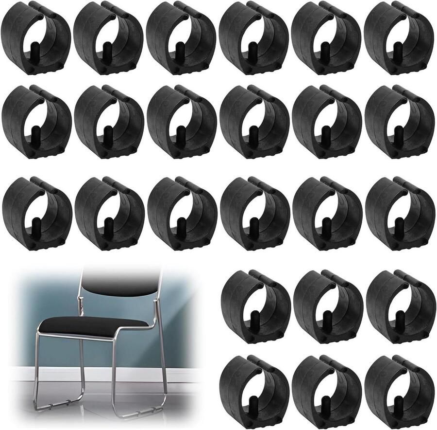 Allecto Plus 24 stuks U-vormige stoelpootbeschermhoezen voor bureaustoelen en krukken antislip kunststof doppen slijtvast geschikt voor ronde buizen voorkom krassen bescherm vloer