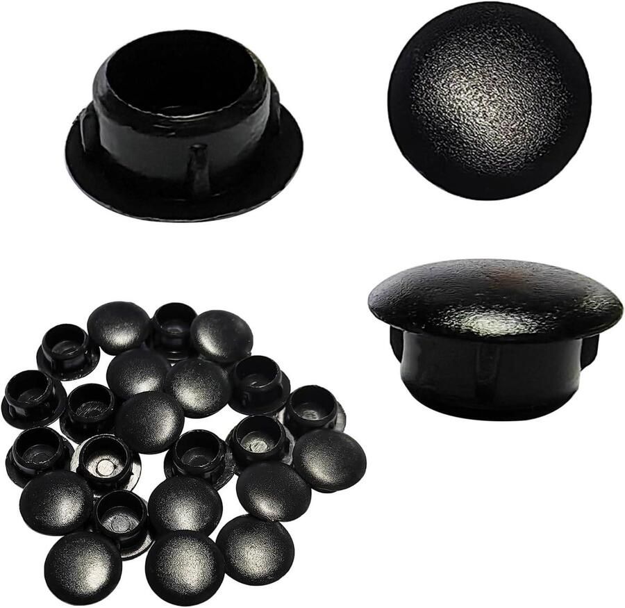 Allecto Plus 25 stuks pluggaten afdekdoppen 10 mm zwart plastic voor kast plank kledingkast boekenkast