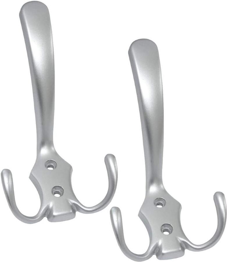 Allecto plus 2x Metalen Wandhaken Voor Kapstok Zilver Mat 110 62 mm