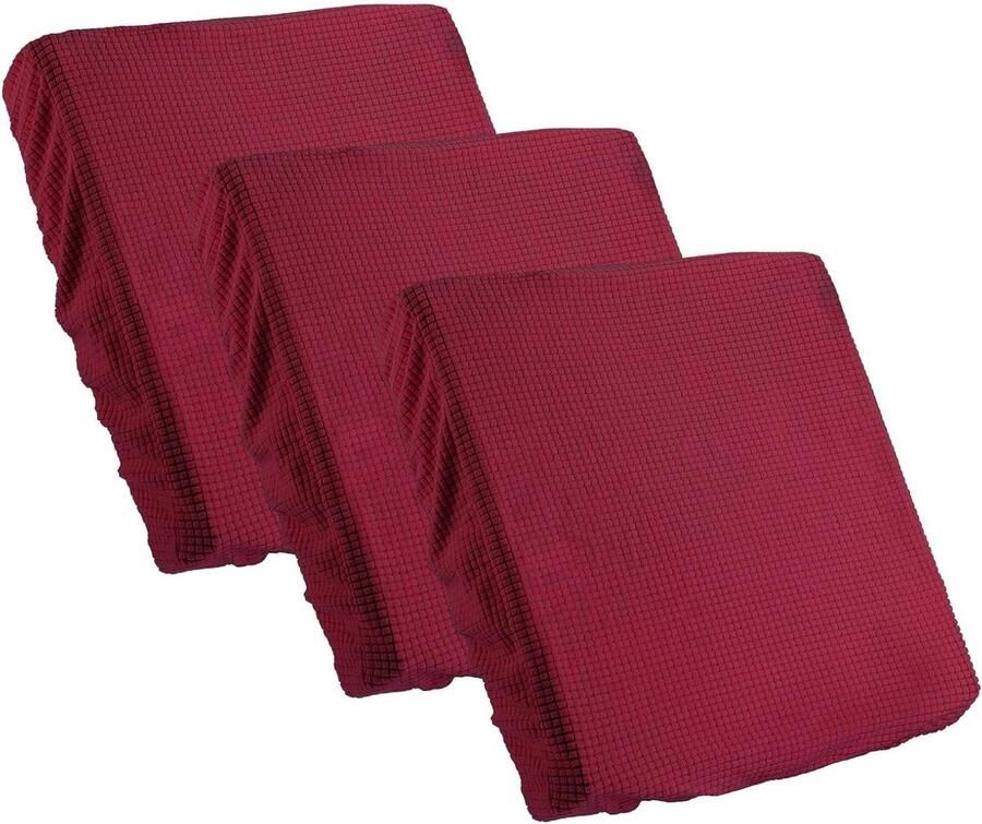 Allecto plus 3-delige bankhoes set 50x50 cm elastisch polyester Magische bankovertrek wasbaar antislip Wijnrood thuisgebruik Comfortabele bankbescherming