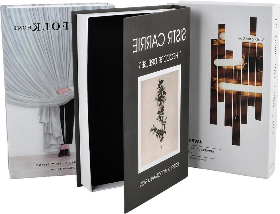 Allecto Plus 3-delige set decoratieve kunstboeken voor woondecoratie Moderne kunstboeken in zwart en wit Modieuze hardcover boekdoos Decoratieboek voor boekenkast Stijlvolle nep-boekdoos