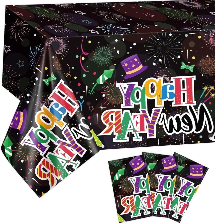 Allecto Plus 3-pack Nieuwjaar Tafelhoezen in Kleuren Decoratief Feestelijk Wegwerp Tafelkleed Voor Nieuwjaar en Carnavalvieringen