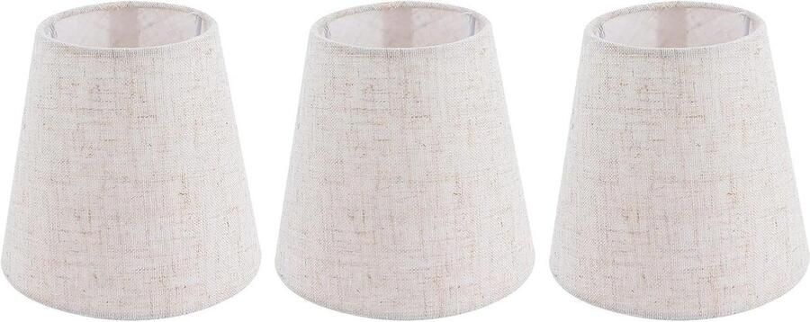 Allecto plus 3 Stuks Kleine Lampenkappen van Natuurlijk Linnen voor Kaars Kronenluchter Hotel en KTV Decoratie