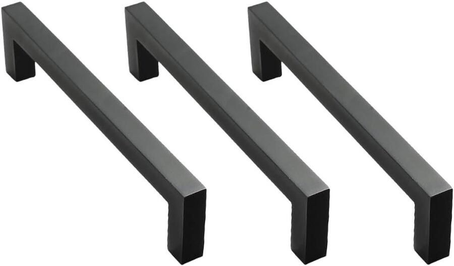 Allecto Plus 3 stuks Meubelgrepen Roestvrij Staal Zwart Keukenkastgrepen Ladehandgrepen Kastgrepen Meubelgrepen 128mm Gat Afstand