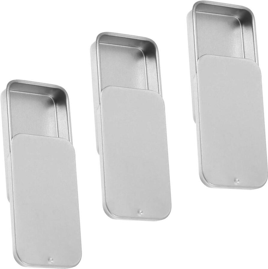 Allecto Plus 3 stuks Mini metalen opbergdozen Scharnierende blikken voor sieraden en ambachten Metalen organizer (Zilver)