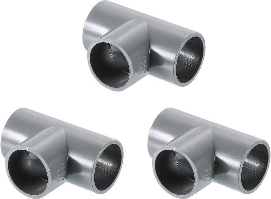 Allecto plus 3-weg PVC T-stukken voor meubels en watervoorziening Grijs Set van 3