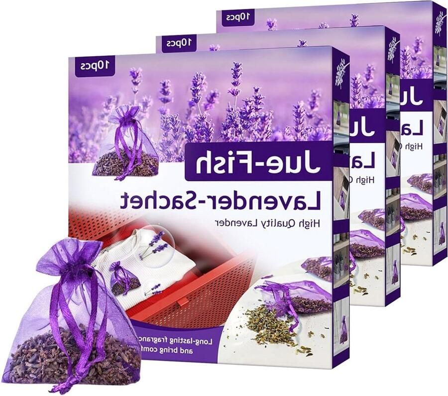 Allecto Plus 30 lavendelgeurzakjes voor kledingkast en luchtverfrisser met gedroogde lavendel geurzakken voor laden wasgoed en bergruimte