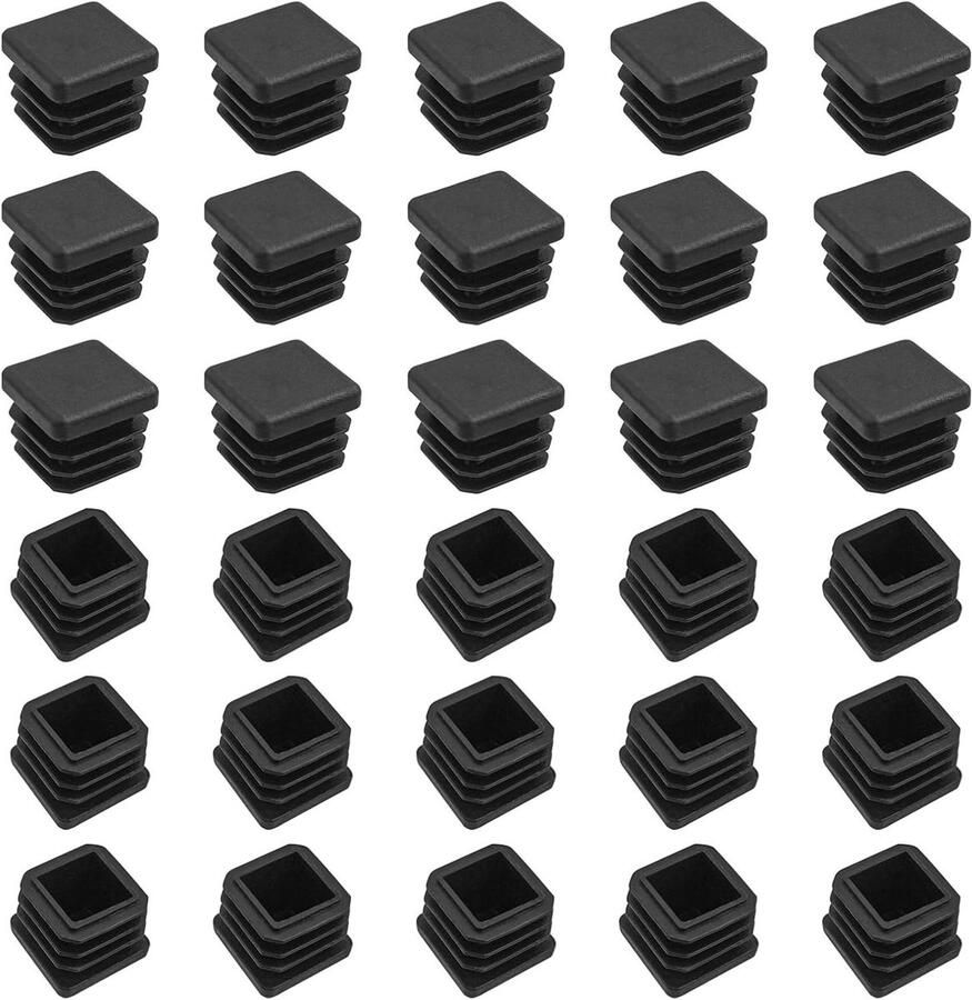 Allecto Plus 30 stuks doppen voor vierkante palen van kunststof zwart meubels en stoelen 20 x 20 mm