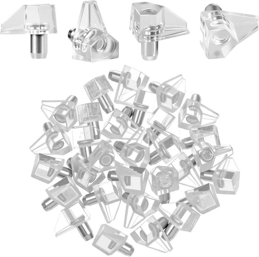 Allecto Plus 30 stuks plank steunen in helder plastic voor kasten Plank pins ter vervanging voor kast planken Geschikt voor keukenmeubels