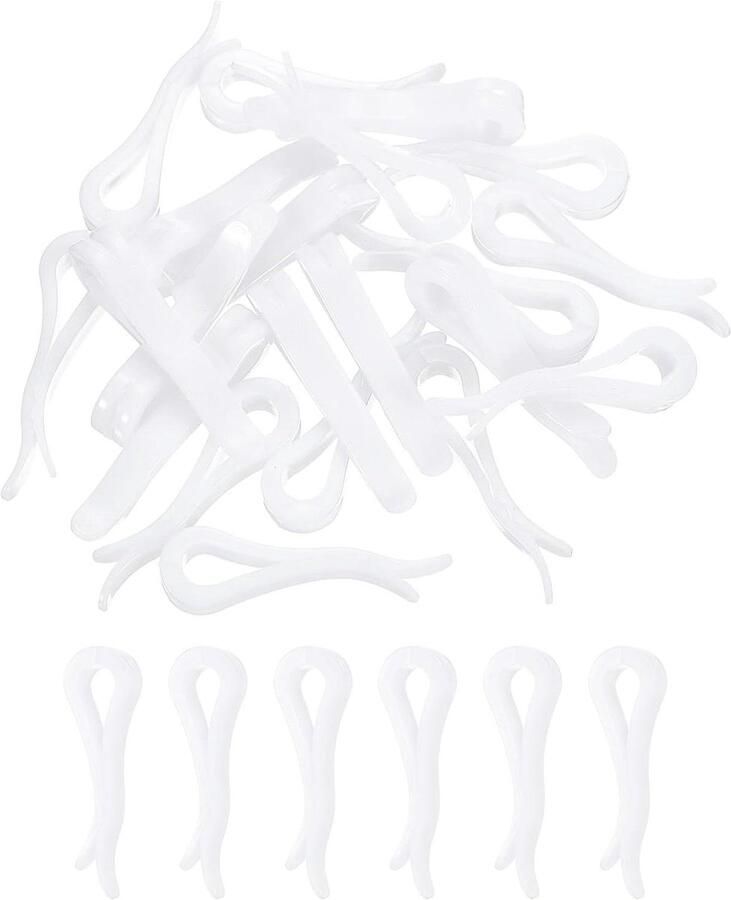 Allecto Plus 30 stuks U-vormige krokodillenclips voor kleding wit