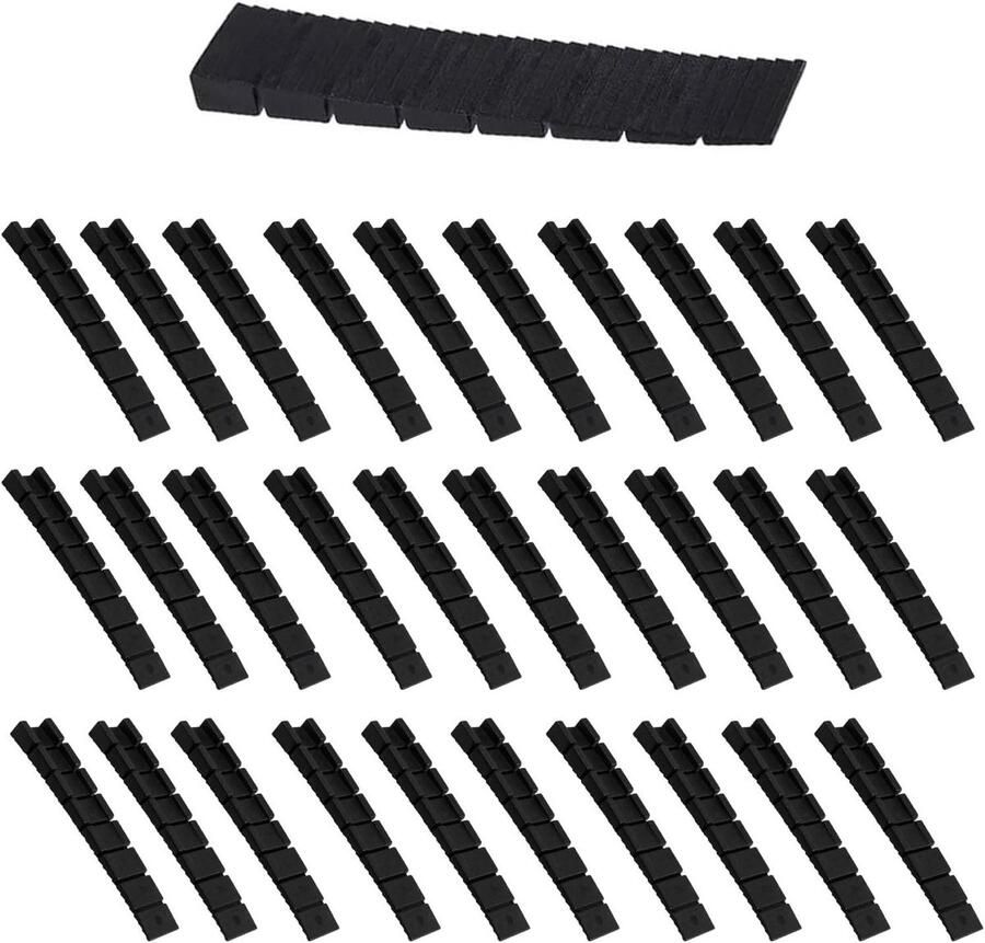 Allecto plus 30 stuks zwart kunststof onderlegwiggen meubelcompensatiewiggen met antislip design tafels stoelen kasten en deuren inclusief onderlegplaten