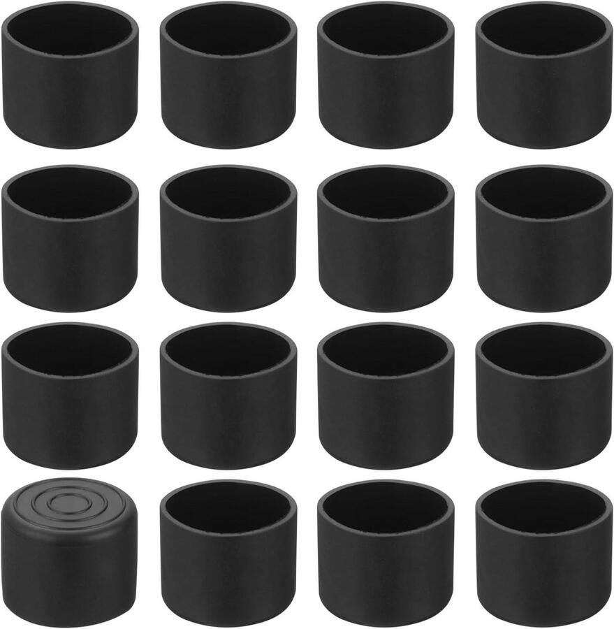 Allecto plus Stoelpootdoppen 28 mm (1-1 9) Set van 36 stuks Antislip Vloerkappen Zwart Voor Ronde Tafels en Meubels