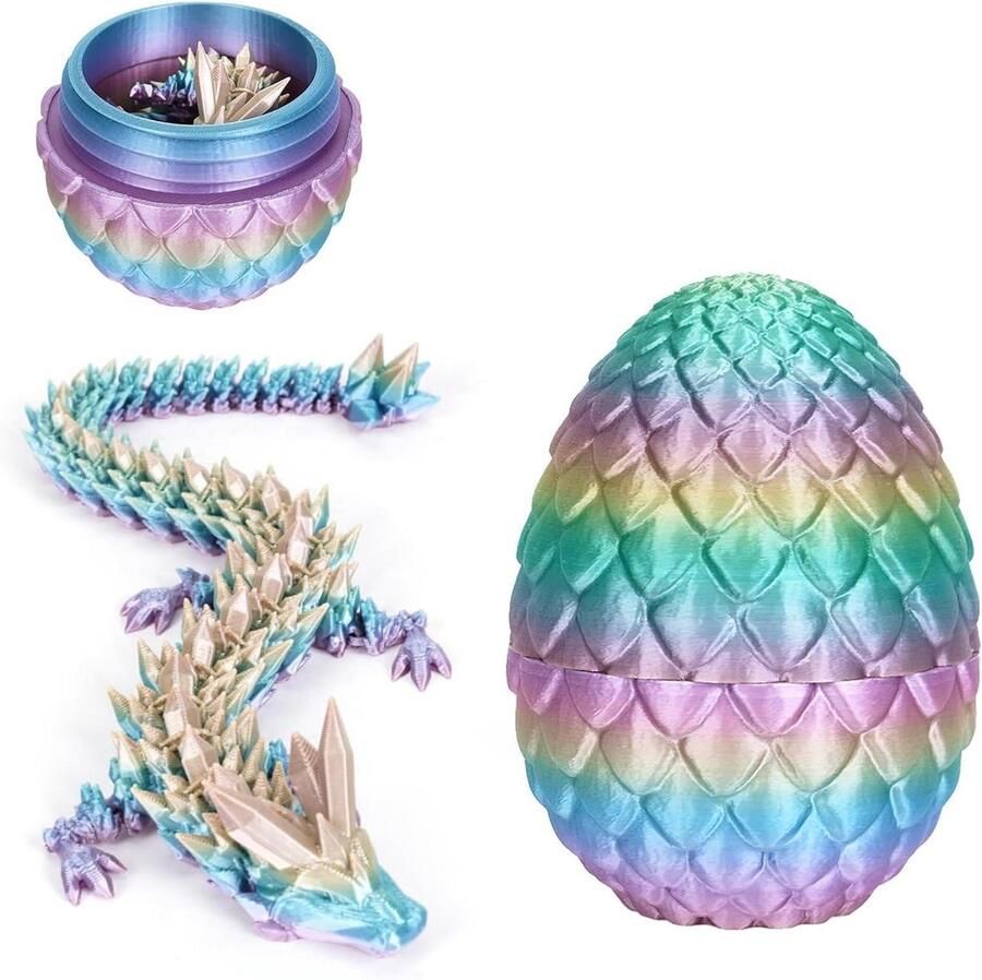 Allecto Plus Realistische Draak Figuur van 3D-Print Beweegbare Draak Regenboogkleuren Voor Pasen en Kerst Bureau Decoratie