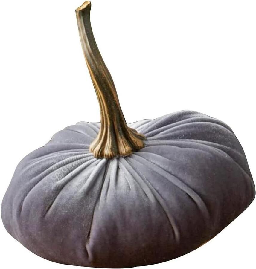 Allecto plus 3D pluche Halloween pompoen decoratiekussen 11 cm grijs Pompoenwerpkussen Zacht pluche sierkussen voor bank en slaapkamer