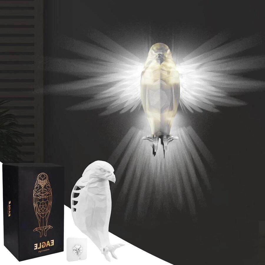 Allecto Plus 3D Vogel Wandlamp Hars Sculptuur Batterij Gevoed Dierlijke LED Muurdecoratie Woonkamer Keuken Café Creatieve Eagle Lamp Trap Gang Pub