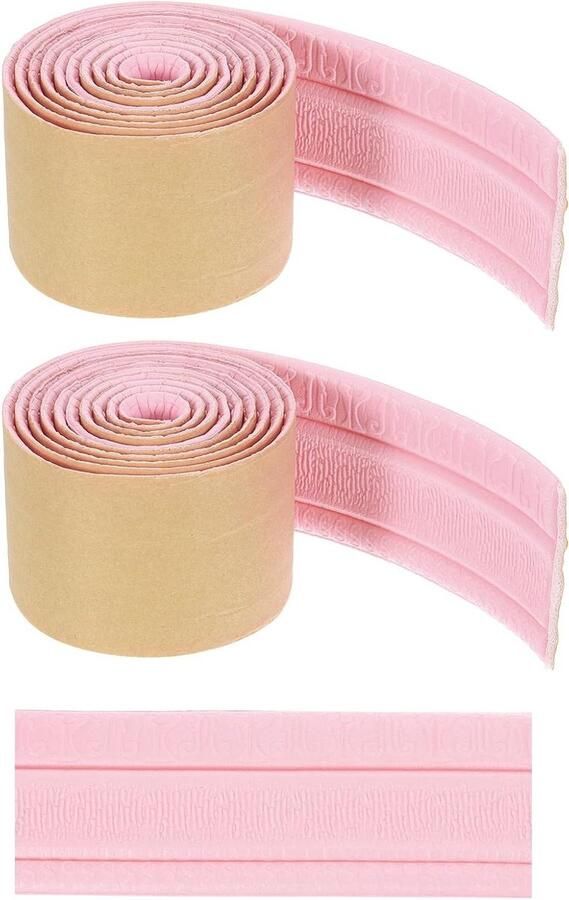 Allecto plus 3D wandranden set van 2 stuk zelfklevend flexibele folie 89 x 3 1 cm roze ideaal voor spiegel muur kast