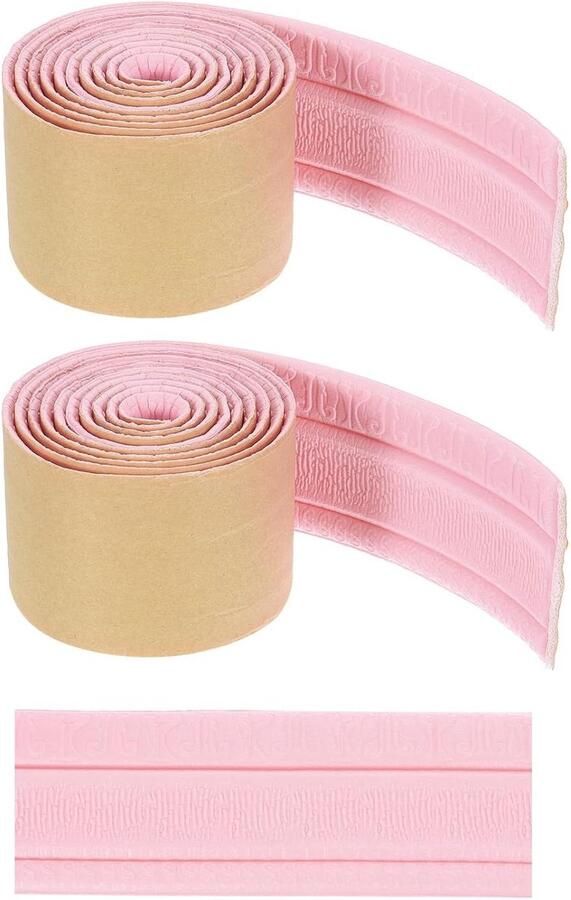 Allecto plus 3D wandranden set van 2 Zelfklevend 89 x 3 1 cm Flexibele folie Roze Voor spiegel muur kast sleuven frame