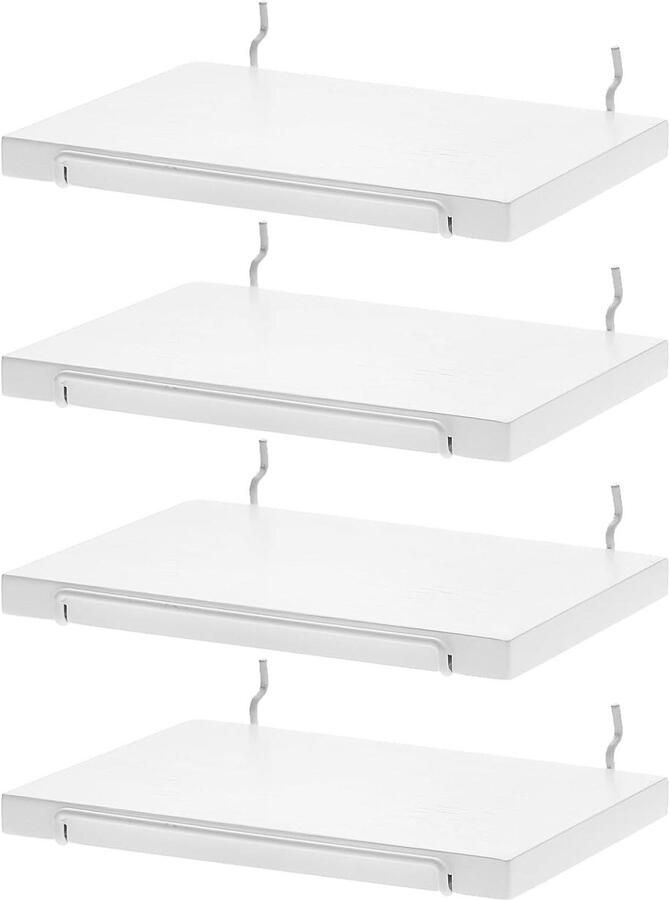 Allecto Plus 4-delig Pegboard Accessoires Planken Wandorganisator 20 x 126 cm Houder Plank voor Muur Pegboard Systeem Ambachten Ornamenten Display Plank voor Thuis en Winkel Opbergplank