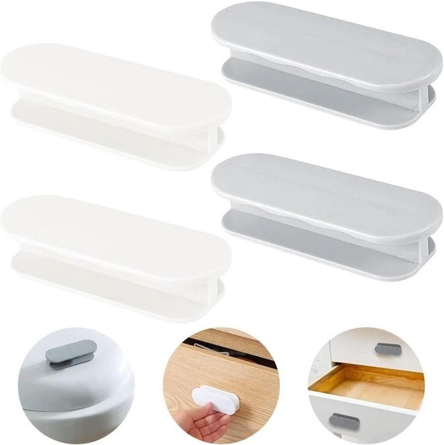 Allecto Plus 4-delige Kunststof Meubelgrepen Zelfklevende Handgrepen voor Ramen Deuren & Lades