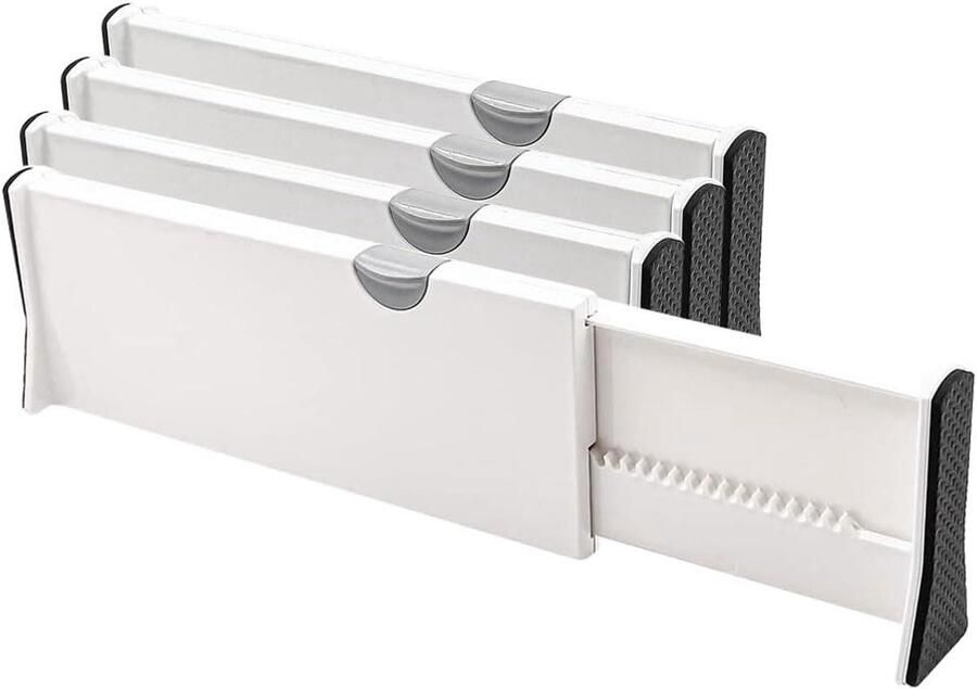 Allecto Plus 4-delige Ladeverdelers Uitbreidbare Opbergers voor Keuken en Badkamer Ladeorganizers voor Kantoor Slaapkamer en Kastopslag Space-Saving Organization Solution