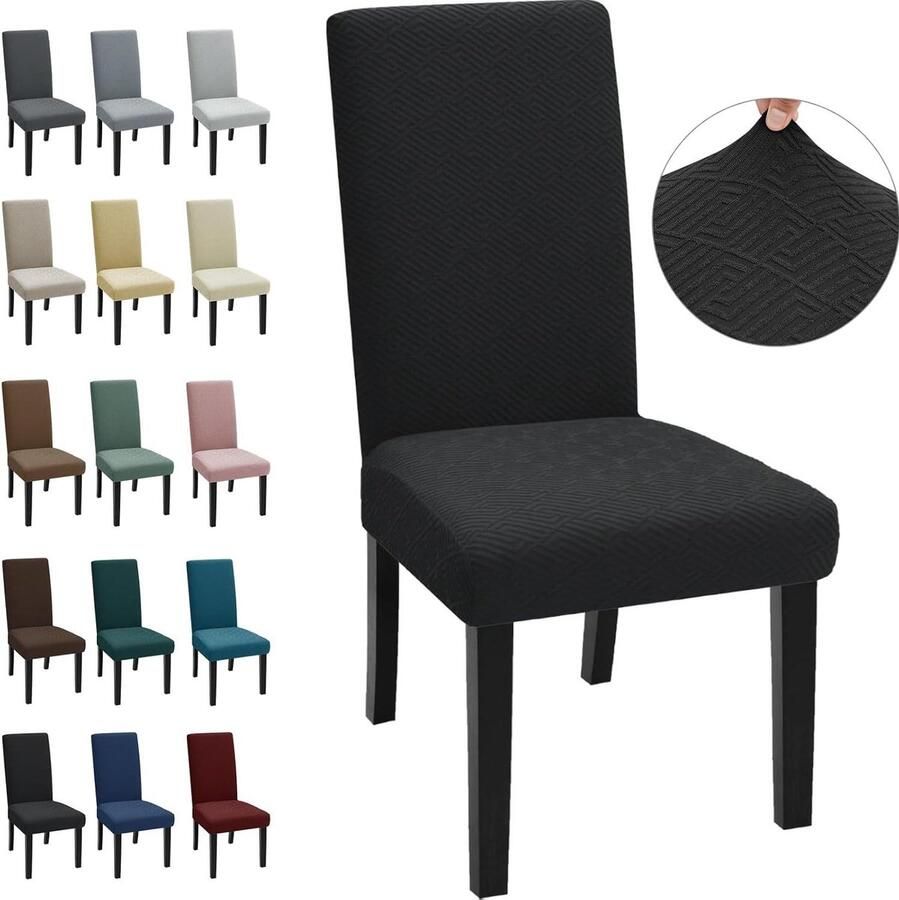Allecto plus Elastische Moderne Eetkamer Stoelhoes Set 4-Delig Uitbreidbaar Zwart Voor Decoratie Hotel