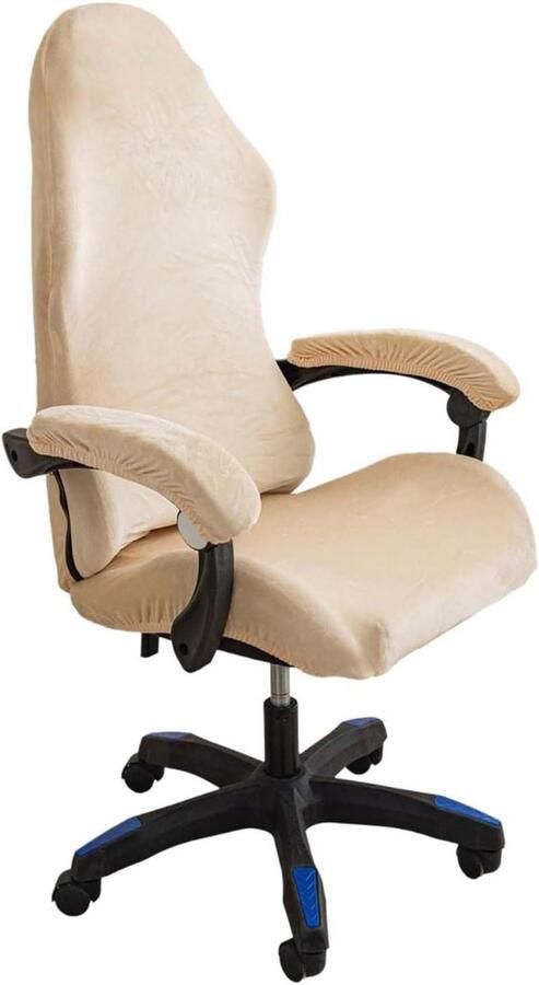 Allecto Plus 4-delige stoelhoes voor gamingstoel met armleuningen Bureau stoelhoes met elastisch anti-slip wasbaar ontwerp Draaibare stoelen Beige