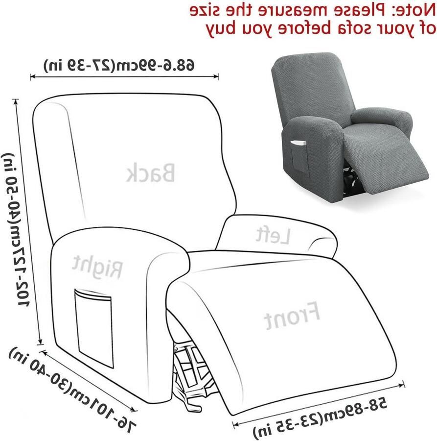 Allecto Plus 4-delige stoelhoes voor relaxstoel Fluwelen stoelbeschermer Stoelhoes met zakken voor kinderen Televisiestoel Stretch Bescherm uw stoel met deze complete set!