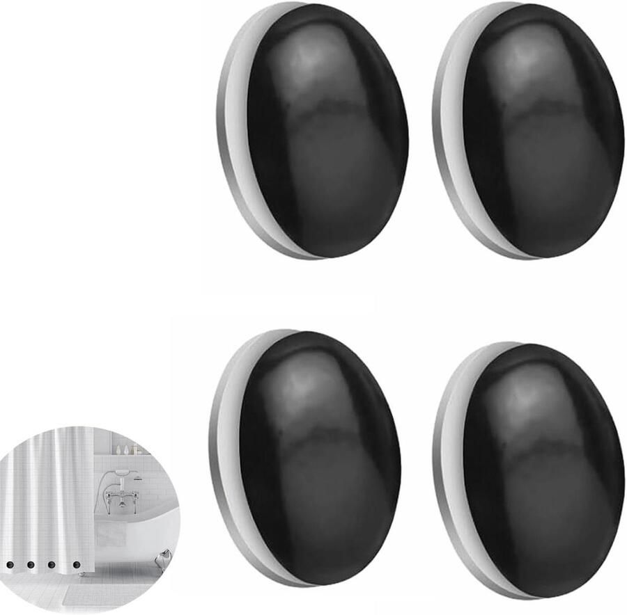 Allecto Plus 4 stuks gordijngewichten zwart voor buiten en douchegordijnen Waterbestendige magneetgewichten voor gordijnen en tafelkleden