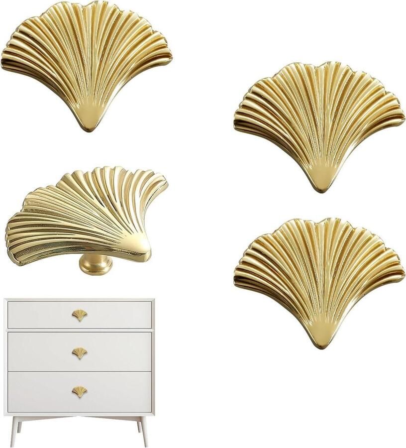 Allecto plus 4 stuks gouden kastknoppen messing deurknoppen kastdeurgrepen met één gat vintage meubelknoppen en keukengrepen in goudkleur