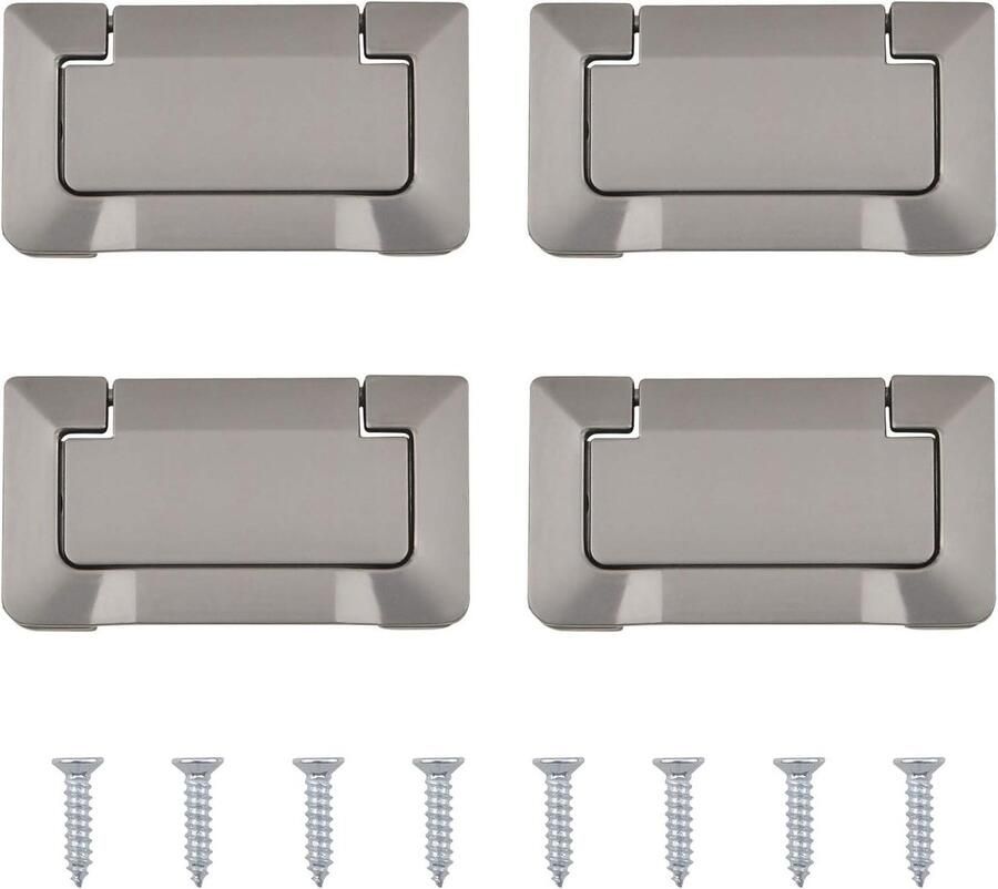 Allecto plus 4 stuks Grijze Pocket Deuren Lade Handvat Flush Ring Trek Verborgen Zinklegering Knoppen voor Kasten Ladekasten Modern Ontwerp met Verborgen Installatie Beschikbaar in meerdere kleuren