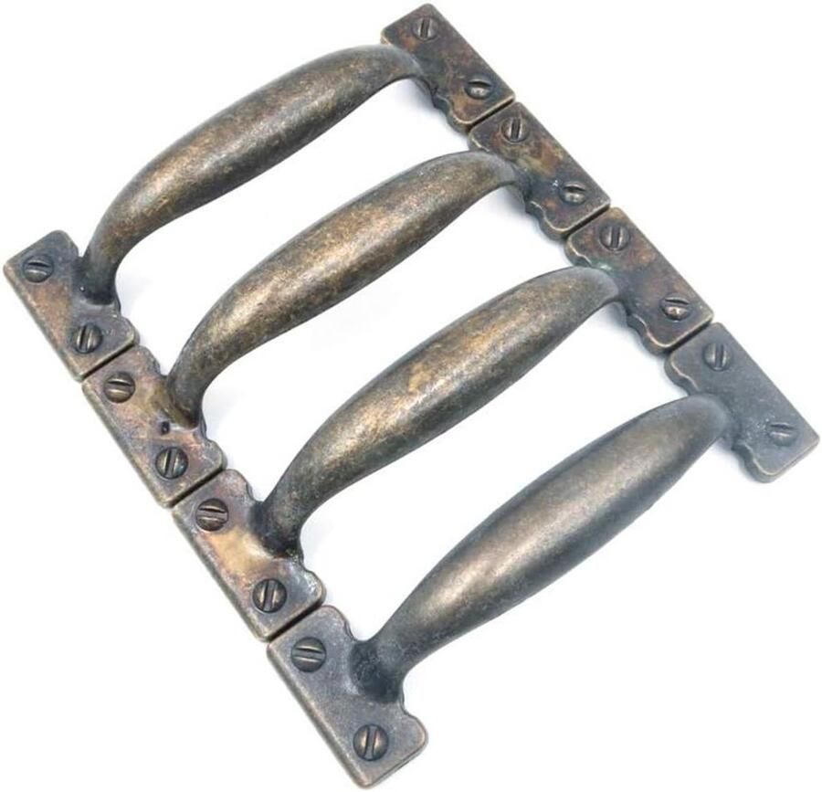 Allecto plus 4 Stuks Groene Bronzen Shaker Stijl D Handvat Handgrepen voor Keukenkasten