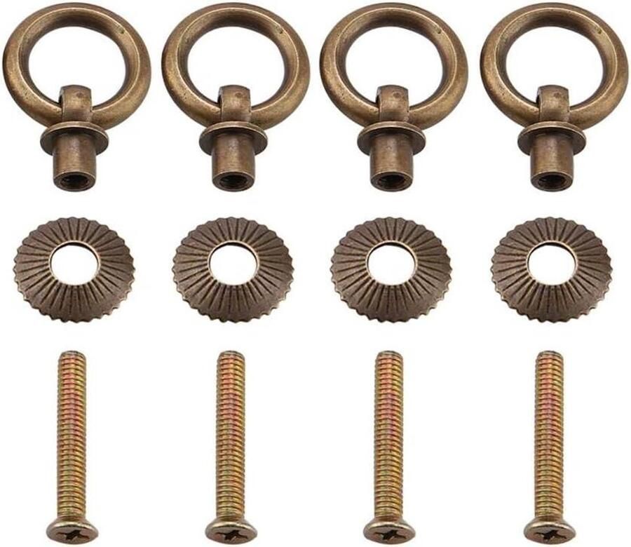 Allecto plus 4 stuks Kast Pull Ringen Mini Vintage Lade Pull Bevestigingshandgreep Brons