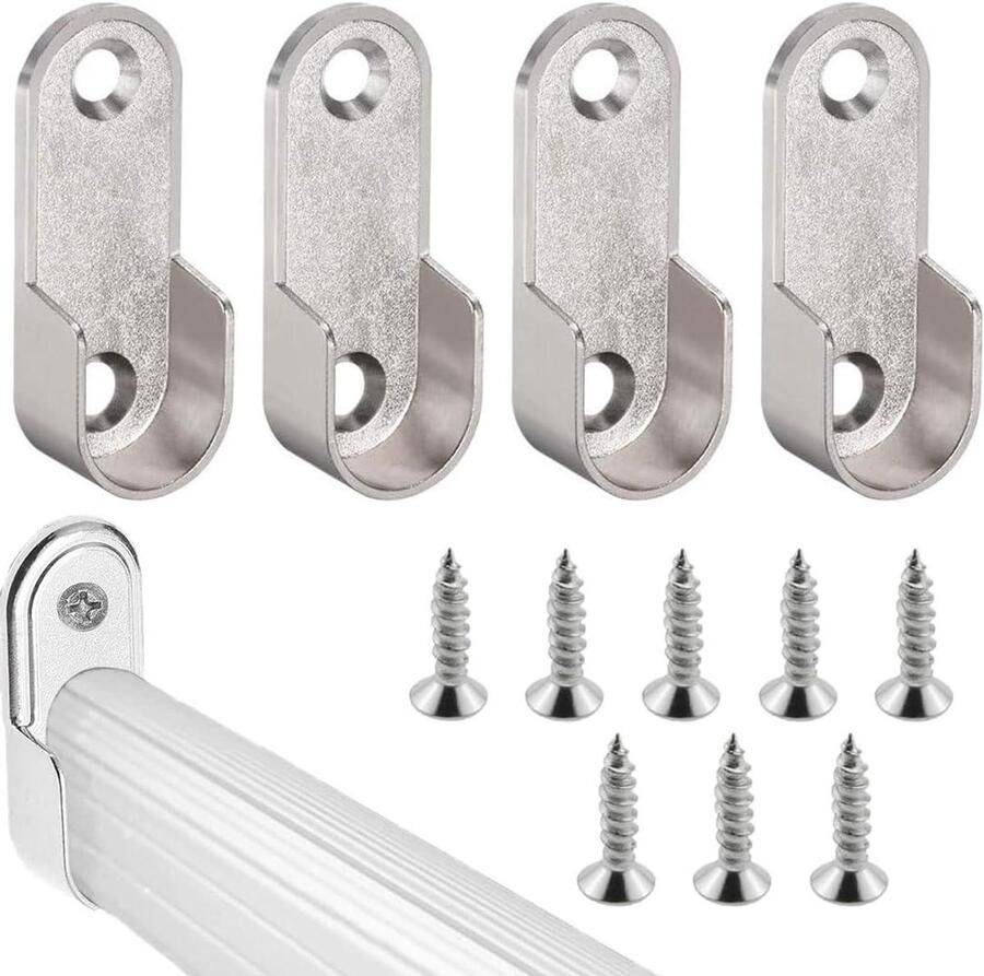 Allecto Plus 4 stuks kastbuishouders 16 mm accessoires voor binnenkast gordijnrail en kasten eindstuk decoratief en praktisch