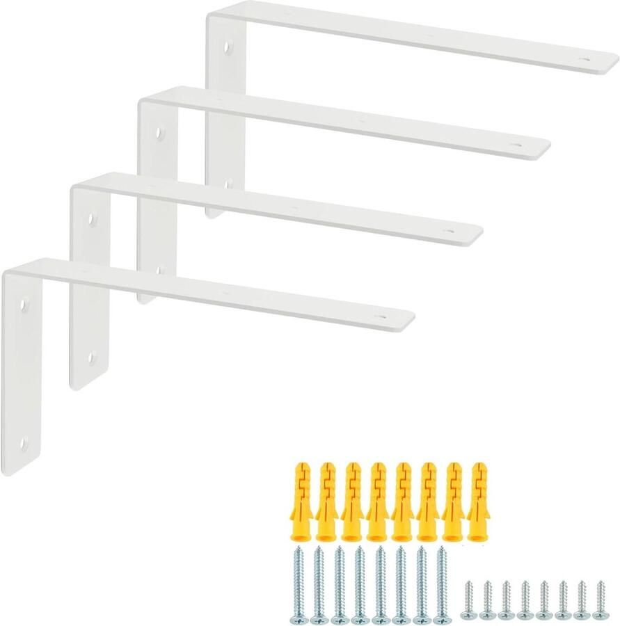 Allecto plus 4 stuks zware muurbeugels voor hoekplanken met schroeven