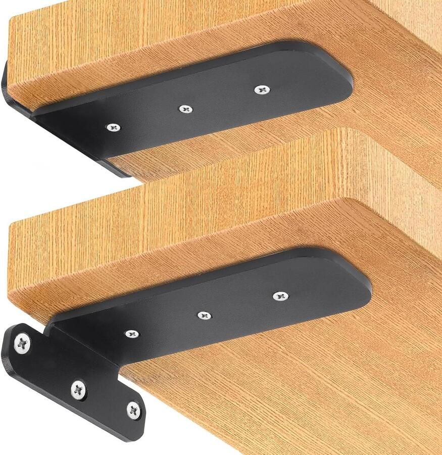 Allecto Plus 4 stuks plankhouders 15 cm zware belasting metaal L-klemmen wandhouder wandmontage plankdragers kantoor woonkamer keuken inclusief schroeven zwevende montage decoratieve oplossing