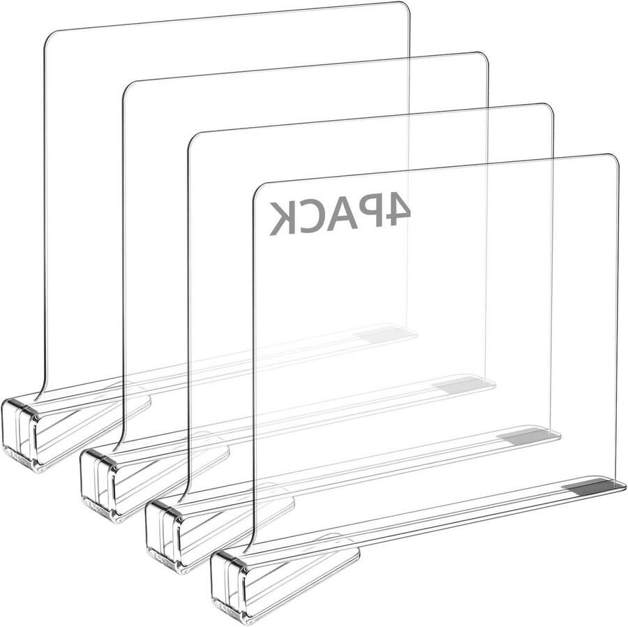 Allecto plus 4 stuks Plankverdelers voor Kledingkast Acryl Kledingkastverdeler Organizer met zoekwoorden: opbergsysteem kledingkastaccessoire